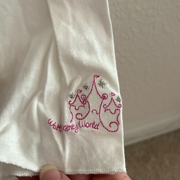 Disney Parks girls XL(14/16) white &light blue long sleeve shirt says Mickey NWT - Picture 7 of 14